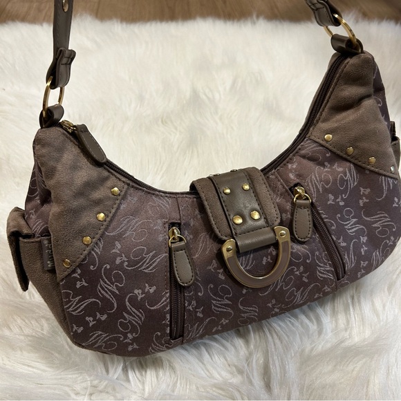 Vintage Y2K Mudd Shoulder Purse Bag Bratz Brown Velvet Faux Suede Baguette - Picture 6 of 11